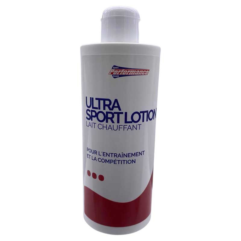 Flacon de 400 ml d'ULTRA SPORT LOTION® – votre allié pour préparer vos muscles et récupérer efficacement après l’effort.